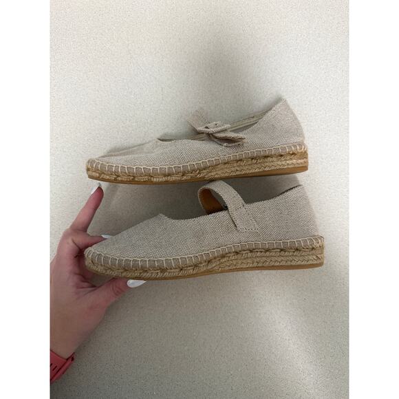 Naguisa Miru Lino Canvas Mary Jane Espadrilles Platform Flats Coastal Size 7 - Picture 4 of 9